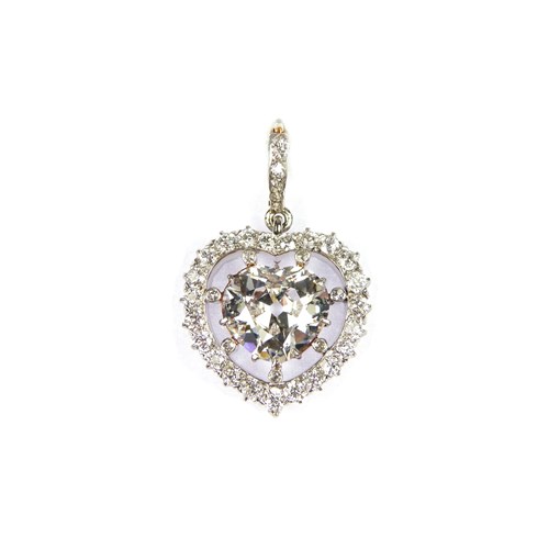 Early 20th century heart shaped diamond cluster pendant